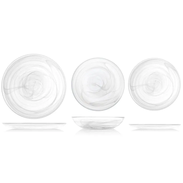 21 cm - H&H Alabastro Piatto Frutta In Vetro - Set 6 Pz