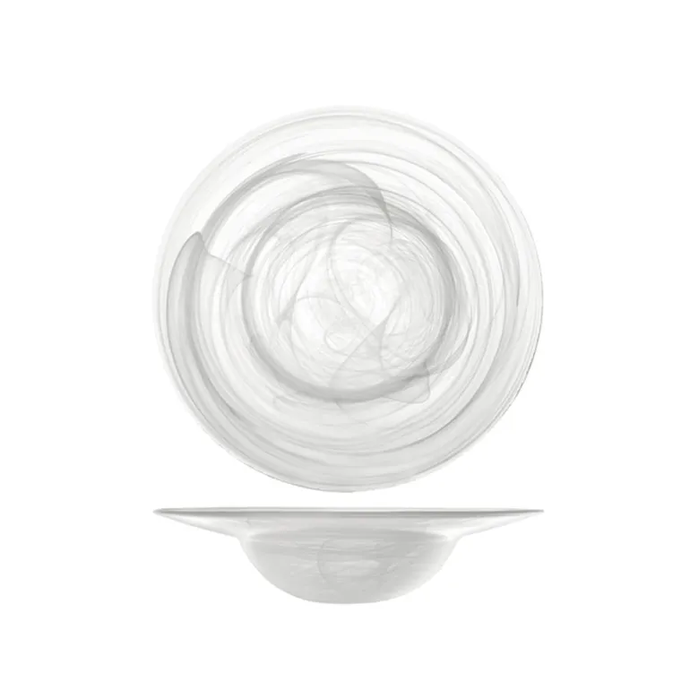 26 cm - H&H Alabastro Piatto Pasta In Vetro - Set 4 Pz