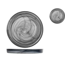 21 cm - H&H Alabastro Piatto Piano Bordo Rialzato In Vetro - Set 6 Pz