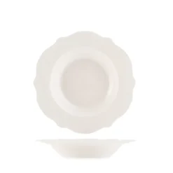 21.5 cm - H&H Blanc Piatto Fondo Festonato In Porcellana Set 6 Pz