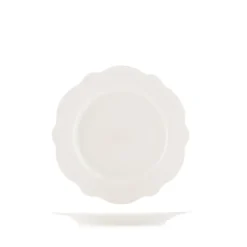 21 cm - H&H Blanc Piatto Frutta Dessert Festonato In Porcellana Set 6 Pz