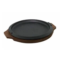 25 cm - Ilsa Basic Piatto In Ghisa Con Supporto In Legno