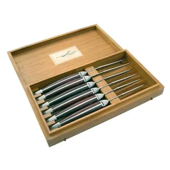 22 cm - Laguiole Coltello Bistecca In Scatola Regalo In Acciaio Inox - Pakkawood - Set 6 Pz