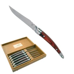 22 cm - Laguiole Coltello Bistecca In Scatola Regalo In Acciaio Inox - Pakkawood - Set 6 Pz