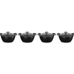 11 cm - Le Creuset Gourmand Mini Cocotte Con Coperchio In Ghisa Vetrificata Set 4 Pz