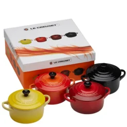 10 cm - Le Creuset Mini Cocotte Casseruola Rotonda In Gres Vetrificato - Set 4 Pz