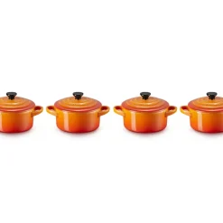 10 cm - Le Creuset Mini Cocotte Casseruola Rotonda In Gres Vetrificato - Set 4 Pz