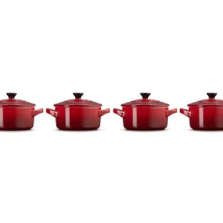 10 cm - Le Creuset Mini Cocotte Casseruola Rotonda In Gres Vetrificato - Set 4 Pz