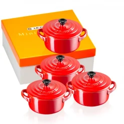 10 cm - Le Creuset Mini Cocotte Casseruola Rotonda In Gres Vetrificato - Set 4 Pz