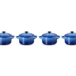 10 cm - Le Creuset Mini Cocotte Casseruola Rotonda In Gres Vetrificato - Set 4 Pz