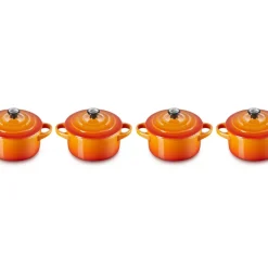 10 cm - Le Creuset Mini Cocotte Casseruola Rotonda In Gres Vetrificato - Set 4 Pz