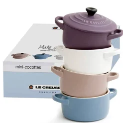 10 cm - Le Creuset Mini Cocotte Casseruola Rotonda In Gres Vetrificato - Set 4 Pz