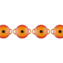 10 cm - Le Creuset Mini Cocotte Casseruola Rotonda In Gres Vetrificato - Set 4 Pz