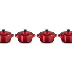 10 cm - Le Creuset Mini Cocotte Casseruola Rotonda In Gres Vetrificato - Set 4 Pz