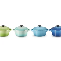 10 cm - Le Creuset Mini Cocotte Casseruola Rotonda In Gres Vetrificato - Set 4 Pz