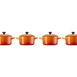 10 cm - Le Creuset Mini Cocotte Casseruola Rotonda In Gres Vetrificato - Set 4 Pz