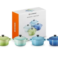10 cm - Le Creuset Mini Cocotte Casseruola Rotonda In Gres Vetrificato - Set 4 Pz