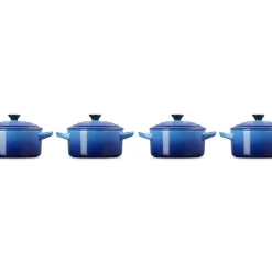 10 cm - Le Creuset Mini Cocotte Casseruola Rotonda In Gres Vetrificato - Set 4 Pz
