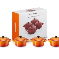 10 cm - Le Creuset Mini Cocotte Casseruola Rotonda In Gres Vetrificato - Set 4 Pz