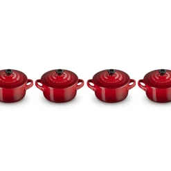 10 cm - Le Creuset Mini Cocotte Casseruola Rotonda In Gres Vetrificato - Set 4 Pz
