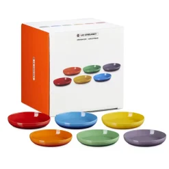 22 cm - Le Creuset Rainbow Coupe Piatto Piano Colori Assortiti In Gres Vetrificato Set 6 Pz