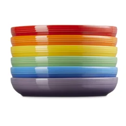 22 cm - Le Creuset Rainbow Coupe Piatto Piano Colori Assortiti In Gres Vetrificato Set 6 Pz
