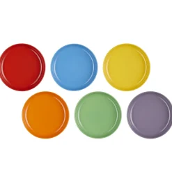 22 cm - Le Creuset Rainbow Coupe Piatto Piano Colori Assortiti In Gres Vetrificato Set 6 Pz