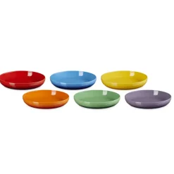 22 cm - Le Creuset Rainbow Coupe Piatto Piano Colori Assortiti In Gres Vetrificato Set 6 Pz