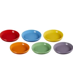 22 cm - Le Creuset Rainbow Coupe Piatto Piano Colori Assortiti In Gres Vetrificato Set 6 Pz