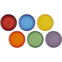 27 cm - Le Creuset Rainbow Coupe Piatto Fondo Colori Assortiti In Gres Vetrificato Set 6 Pz