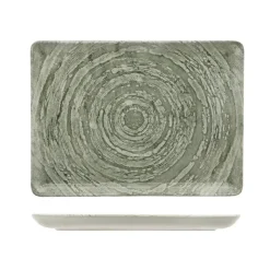 30 cm - Lioness Focus Grey Piatto Vassoio Rettangolare In Porcellana - Set 6 Pz