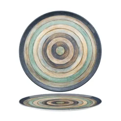 33 cm - Madera Piatto Pizza In Porcellana - Set 6 Pz