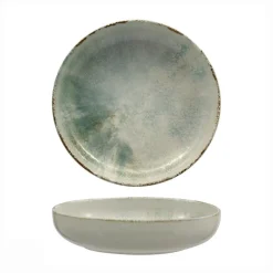 22 cm - Mesa Ceramics Matcha Piatto Fondo Coupe Decorato In Gres porcellanato Set 6 Pz