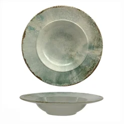 17 cm - Mesa Ceramics Matcha Piatto Fondo Pasta Bowl Decorato In Gres porcellanato Set 4 Pz