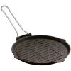 25 cm - Paderno Bistecchiera Grill Rotonda In Ghisa Smaltata Con Manico