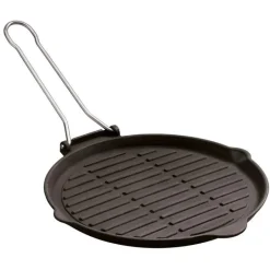 25 cm - Paderno Bistecchiera Grill Rotonda In Ghisa Smaltata Con Manico