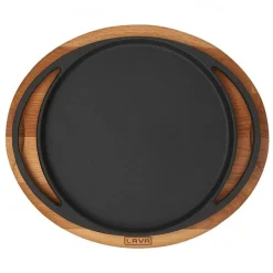 20 cm - Paderno Cast Iron Cookware Piatto In Ghisa Con Supporto In Legno