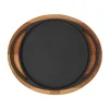 16 cm - Paderno Cast Iron Cookware Piatto In Ghisa Con Supporto In Legno