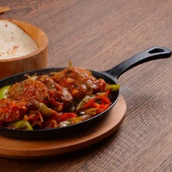 17 cm - Paderno Cast Iron Cookware Piatto In Ghisa Con Supporto In Legno