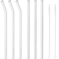 21.5 cm - Paderno Reusable Straws 10 mm Glass Set 6 Pcs