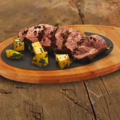 30 cm - Paderno Tableware, Buffet & Display Piatto In Ghisa Con Supporto In Legno