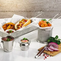 8 cm - Paderno Tableware Buffet & Display Cestello Porta Snack Rotondo In Acciaio Inox
