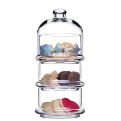12 cm - Pasabahce Patisserie Coppette Con Cupola Impilabili in Vetro - Set 3 Pezzi
