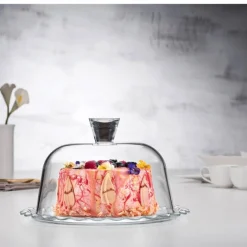 26.4 cm - Pasabahce Petitte Patisserie Alzata Torta Con Campana in Vetro