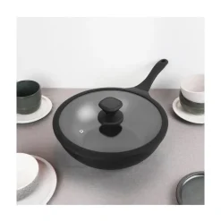30 cm - Pintinox Pro Wok Con Coperchio In Alluminio Antiaderente