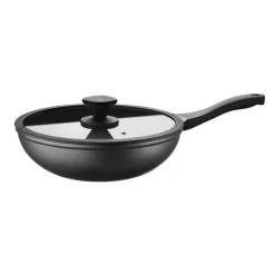 30 cm - Pintinox Pro Wok Con Coperchio In Alluminio Antiaderente
