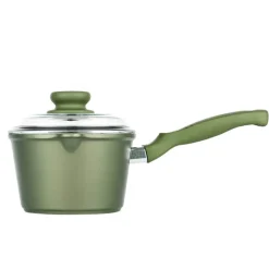 16 cm - Risoli Dr.Green Stone Casseruola Con Manico Antiaderente In Alluminio Con Coperchio In Vetro