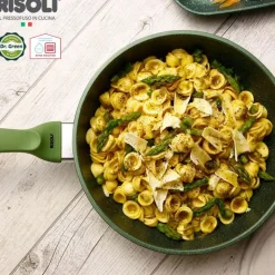 28 cm - Risoli Dr.Green Stone Extra Induction Padella Alta Antiaderente In Alluminio Con Coperchio