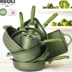 16 cm - Risoli Dr.Green Stone Extra Induction Casseruola Con Manico Antiaderente In Alluminio Con Coperchio