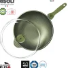 32 cm - Risoli Dr.Green Stone Extra Induction Wok Antiaderente In Alluminio Con Coperchio